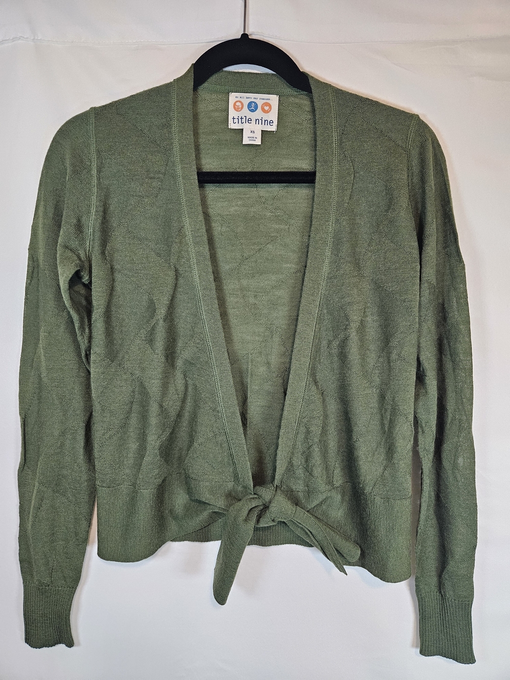 Title Nine Olive Green Tie-Front Cardigan Wool Sweater
